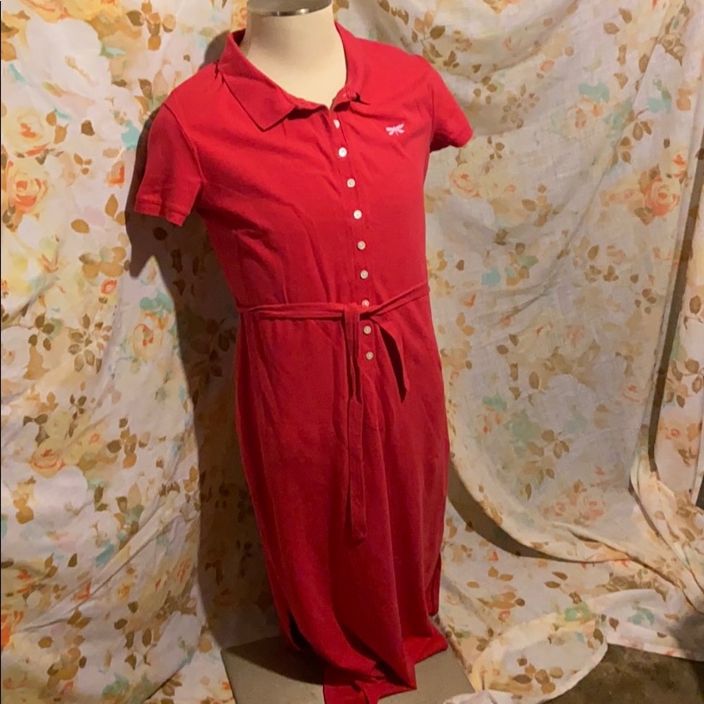 Pink polo style full length dress